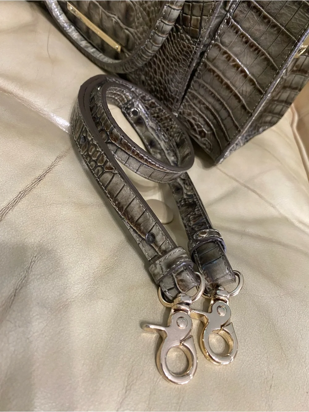 LKNW Brahmin Olive Green Greta Satchel w/Strap Melbourne Leather - Picture 6 of 14
